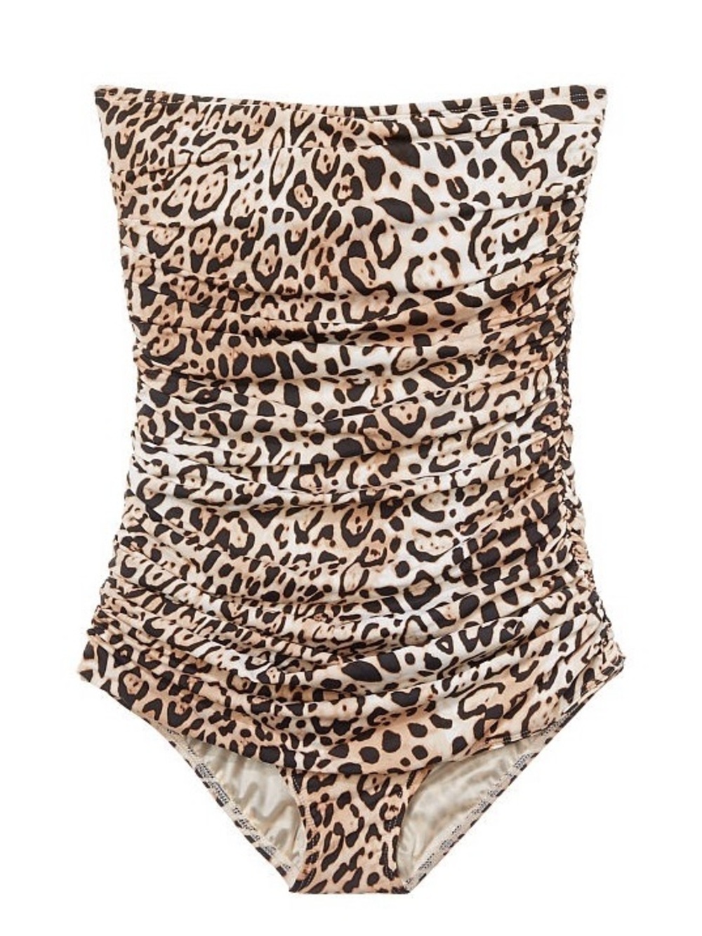VS Swim Ruched Plunge One‎ Piece Swimsuit Leopard strapless size L